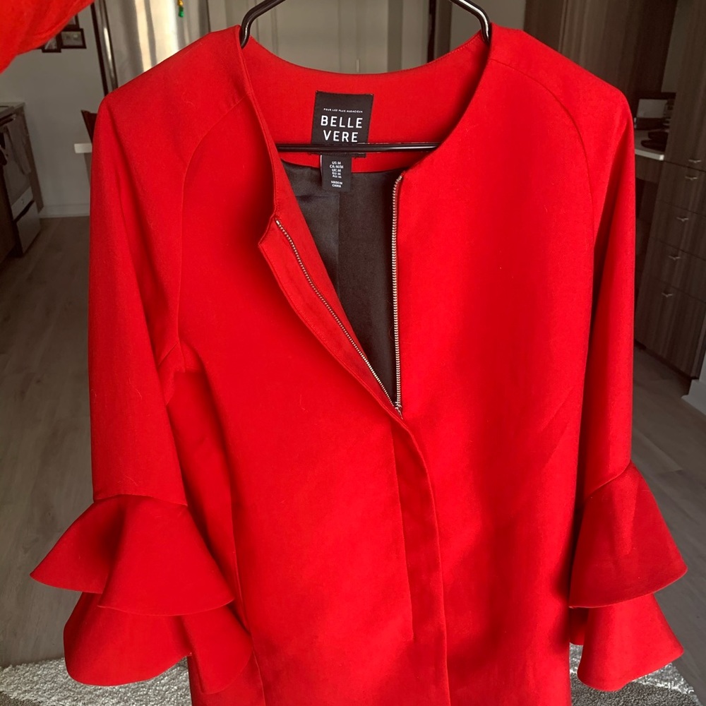 Belle Vere red blazer coat